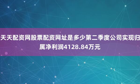 天天配资网股票配资网址是多少第二季度公司实现归属净利润4128.84万元