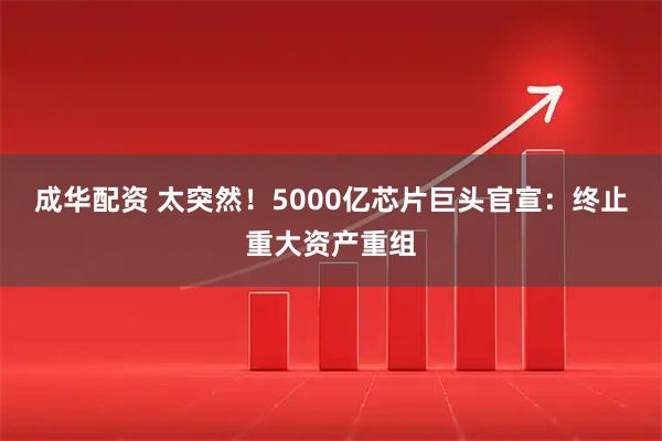成华配资 太突然！5000亿芯片巨头官宣：终止重大资产重组